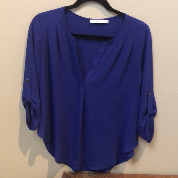 Lush Tops - Lush Sheer Blue Blouse Lush Tops - Lush Sheer Blue Blouse